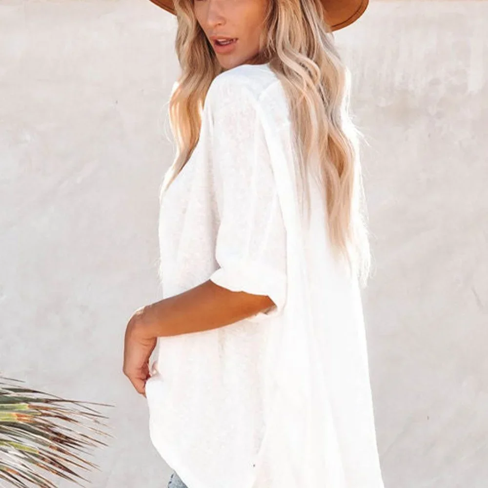 New Boutique Spring Drop: White Batwing Sleeve Tunic Oversized T Shirt - Picture 2 of 11
